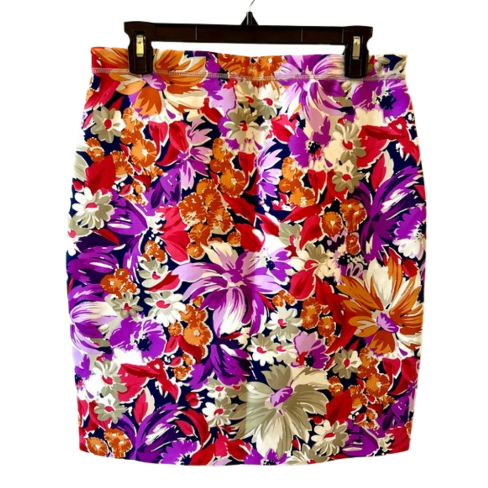 J McLaughlin Halle Palmer REVERSIBLE Floral Geometric Skirt Medium EUC